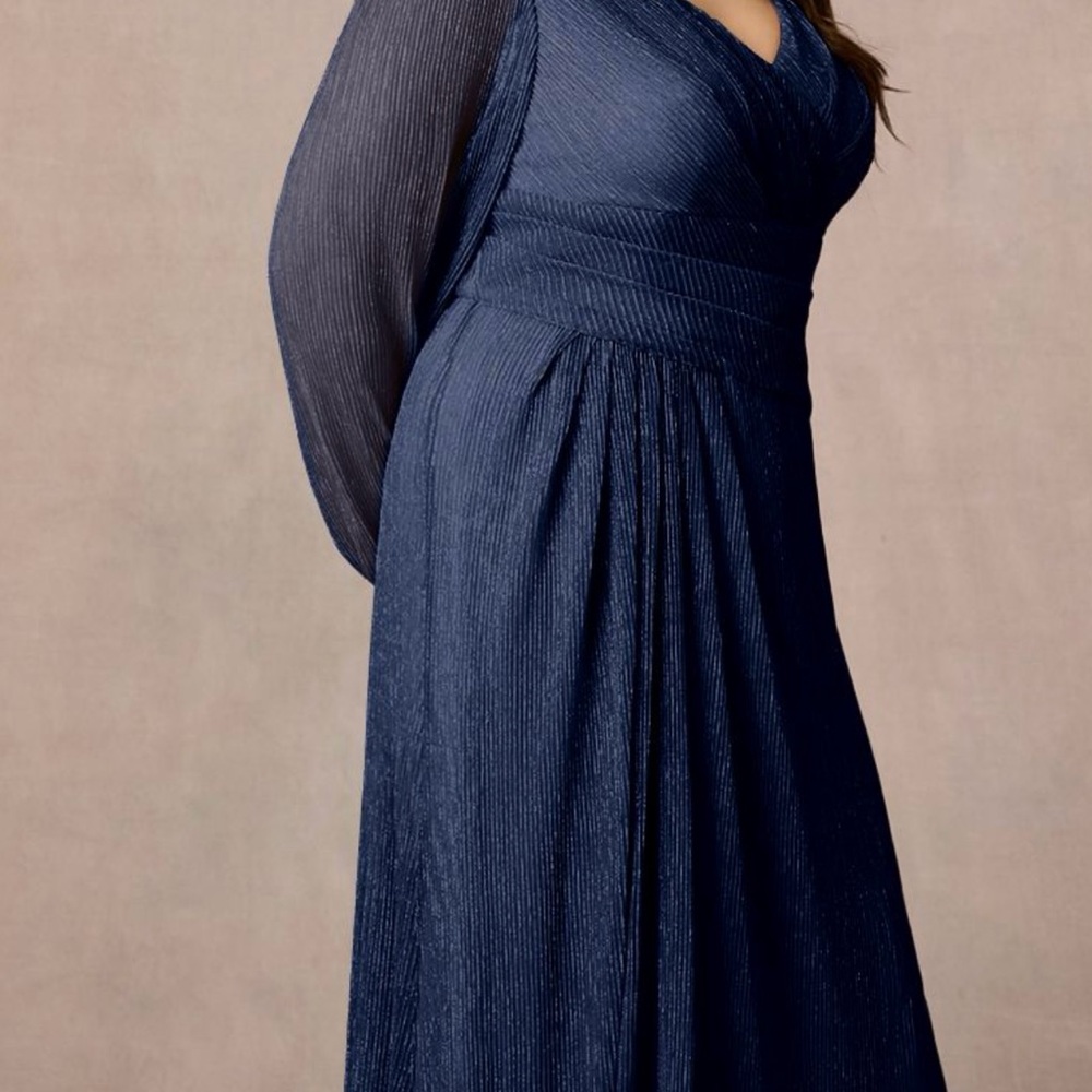 Azazie Navy Long Sleeve Dress